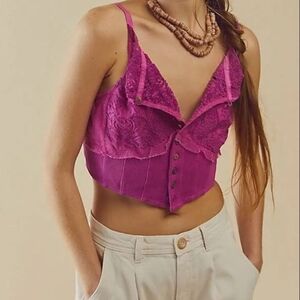 NWOT Free People Have My Heart Raspberry Sherbet Tank Top size Small